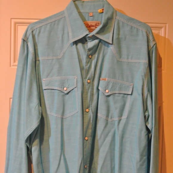 MENS XL TURQUOISE RAFTER C  PEARL SNAP SHIRT - Picture 1 of 4